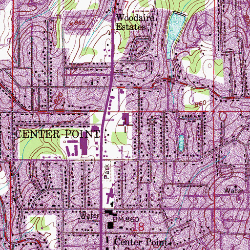 Topographic Map of Center Point Post Office, AL