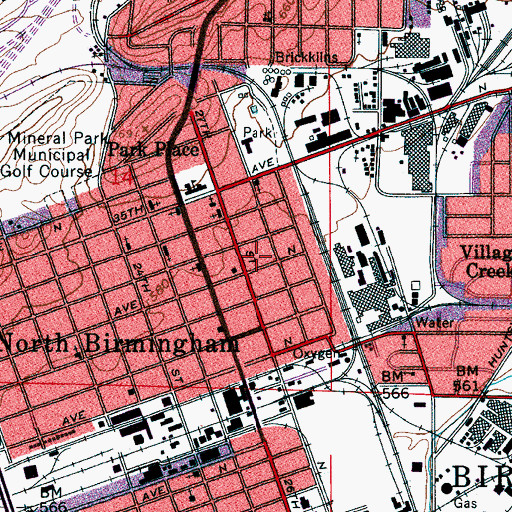 Topographic Map of North Birmingham Post Office, AL