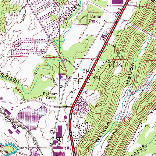 Topographic Map of Pelham Post Office, AL