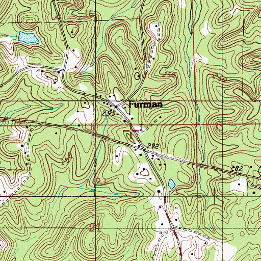 Topographic Map of Furman Post Office, AL