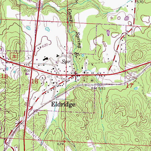 Topographic Map of Eldridge Post Office, AL