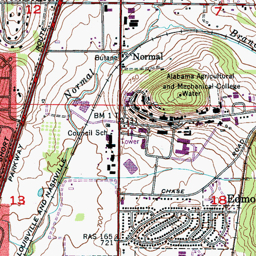 Topographic Map of Normal Post Office, AL