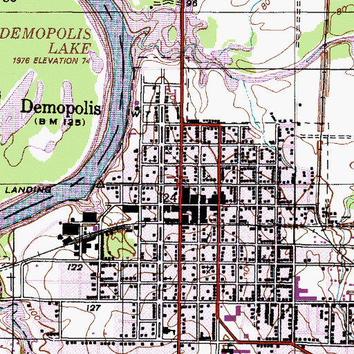 Topographic Map of Demopolis Post Office, AL