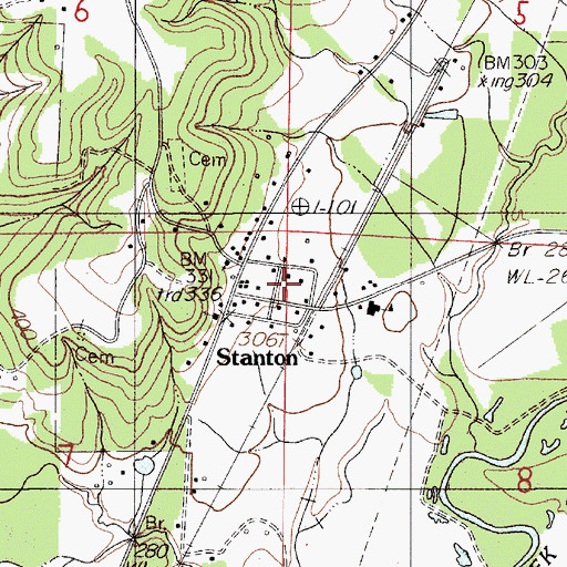 Topographic Map of Stanton Post Office, AL