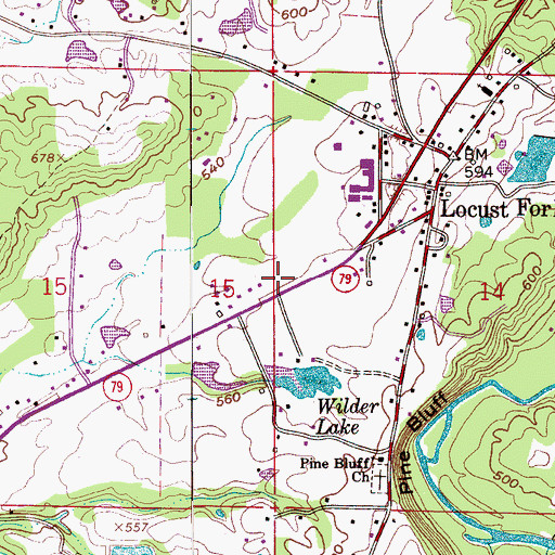 Topographic Map of Locust Fork Post Office, AL