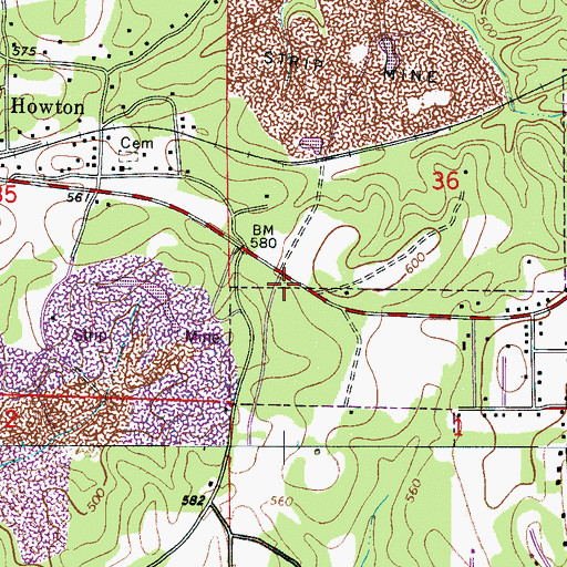 Topographic Map of Brookwood Post Office, AL