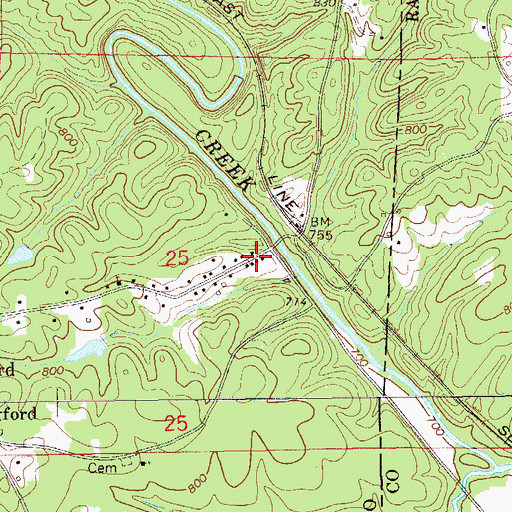 Topographic Map of Cragford Post Office, AL