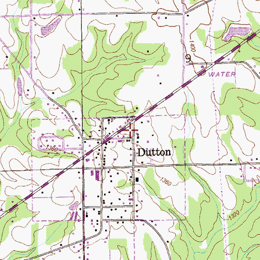 Topographic Map of Dutton Post Office, AL