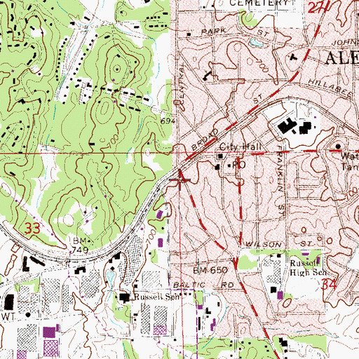 Topographic Map of Alexander City Post Office, AL