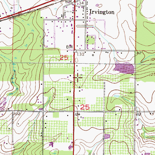 Topographic Map of Irvington Post Office, AL