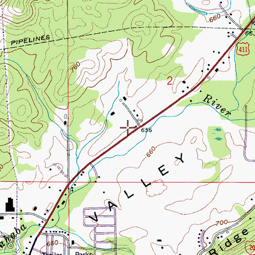 Topographic Map of Moody Post Office, AL