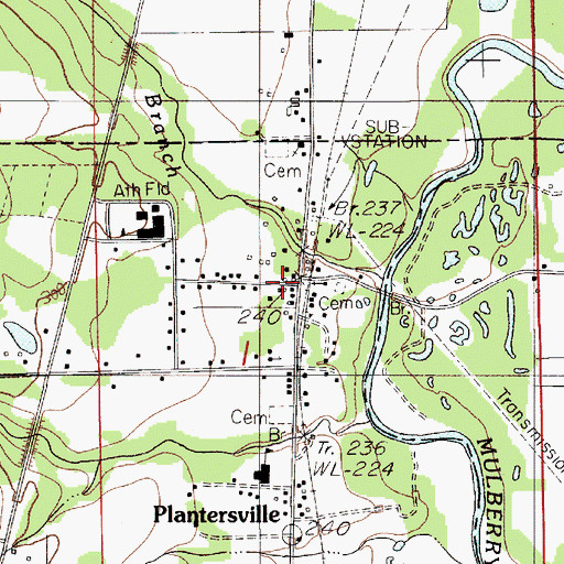 Topographic Map of Plantersville Post Office, AL