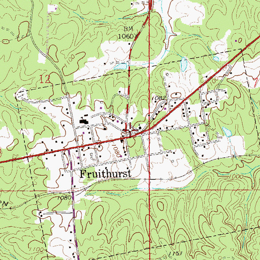 Topographic Map of Fruithurst Post Office, AL