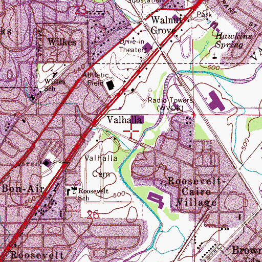 Topographic Map of Midfield Post Office, AL