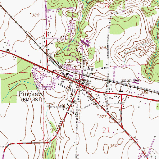 Topographic Map of Pinckard Post Office, AL