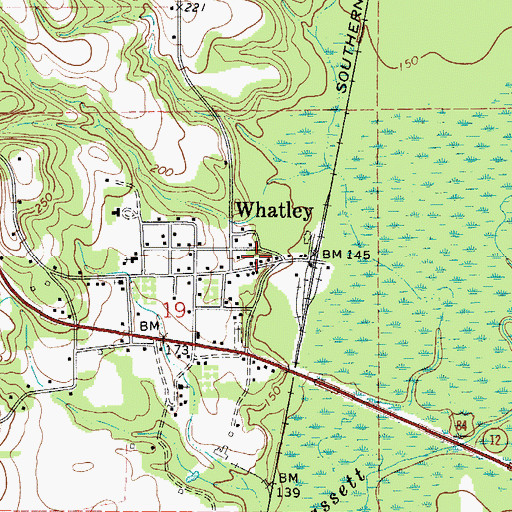 Topographic Map of Whatley Post Office, AL