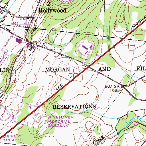 Topographic Map of Hollywood Post Office, AL