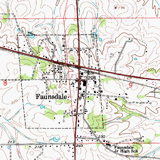 Topographic Map of Faunsdale Post Office, AL