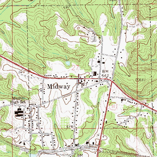 Topographic Map of Midway Post Office, AL
