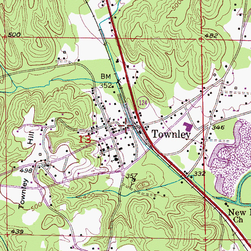 Topographic Map of Townley Post Office, AL