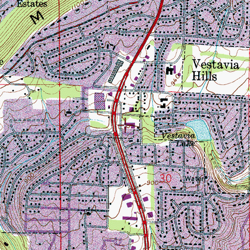 Topographic Map of Vestavia Hills Post Office, AL