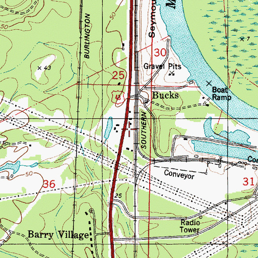 Topographic Map of Bucks Post Office, AL