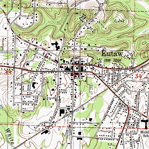 Topographic Map of Eutaw Post Office, AL