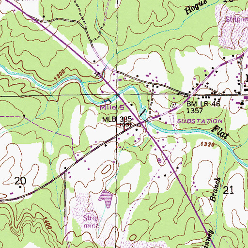 Topographic Map of Flat Rock Post Office, AL