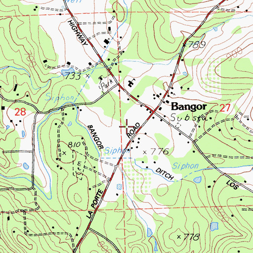 Topographic Map of Bangor Post Office, CA