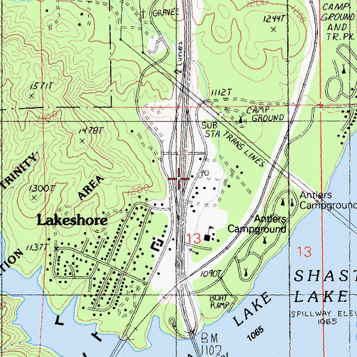 Topographic Map of Lakehead Post Office, CA