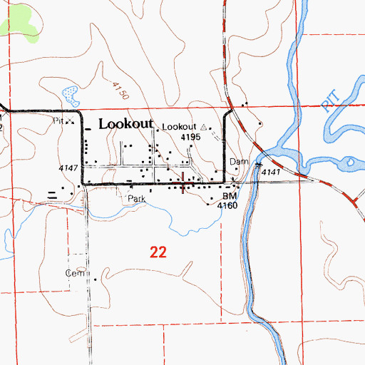 Topographic Map of Lookout Post Office, CA