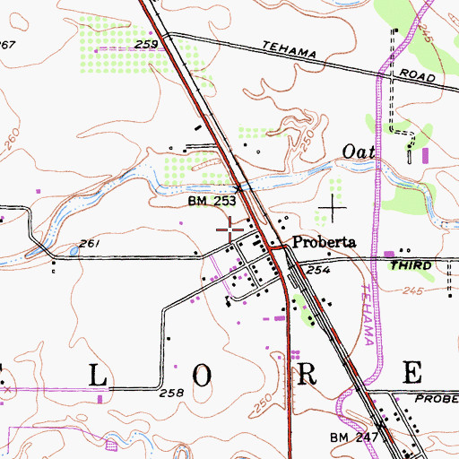 Topographic Map of Proberta Post Office, CA