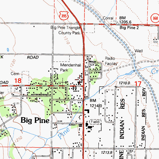 Topographic Map of Big Pine Post Office, CA
