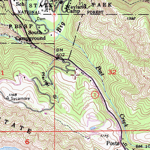 Topographic Map of Big Sur Post Office, CA