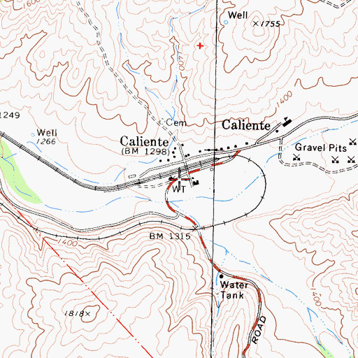 Topographic Map of Caliente Post Office, CA