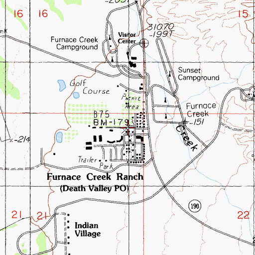 Topographic Map of Death Valley Post Office, CA