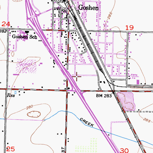 Topographic Map of Goshen Post Office, CA