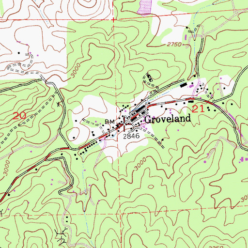 Topographic Map of Groveland Post Office, CA