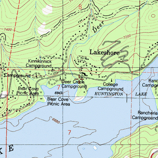 Topographic Map of Lakeshore Post Office, CA