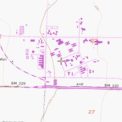 Topographic Map of Lemoore Naval Air Station Post Office, CA