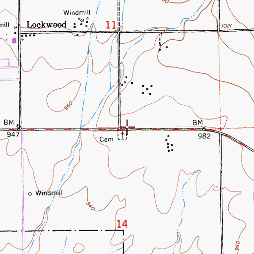 Topographic Map of Lockwood Post Office, CA