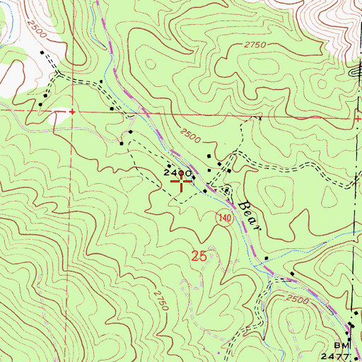 Topographic Map of Midpines Post Office, CA