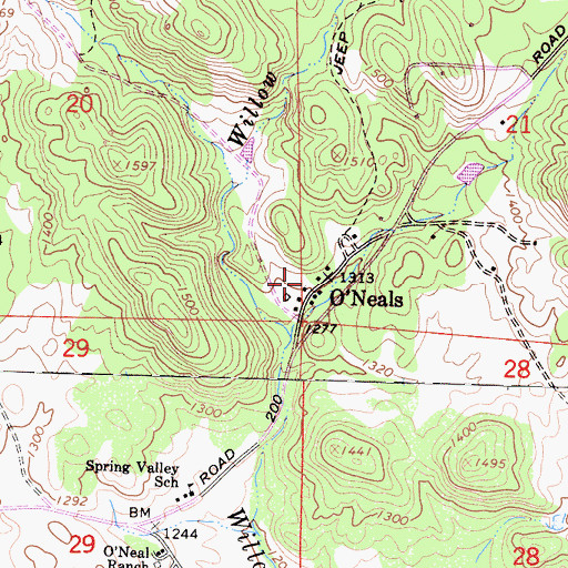 Topographic Map of O'Neals Post Office, CA