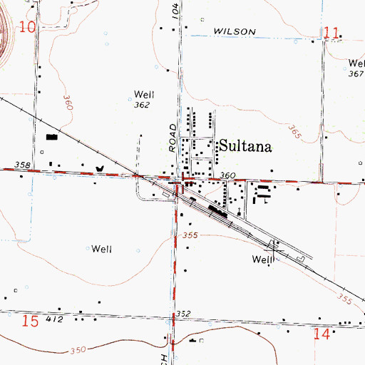Topographic Map of Sultana Post Office, CA