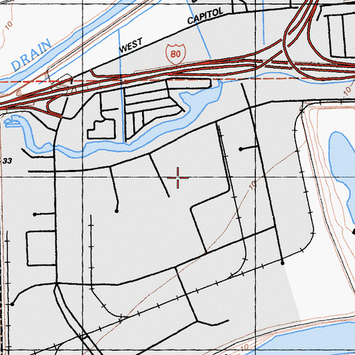 Topographic Map of Industrial West Sacramento Post Office, CA