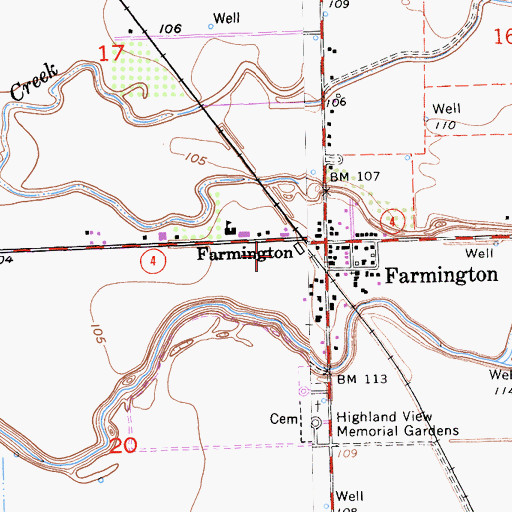 Topographic Map of Farmington Post Office, CA