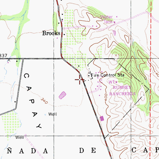 Topographic Map of Brooks Post Office, CA