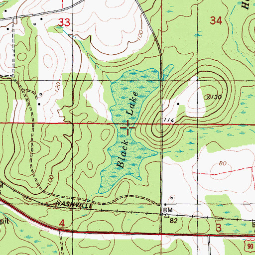 Topographic Map of Black Lake, FL