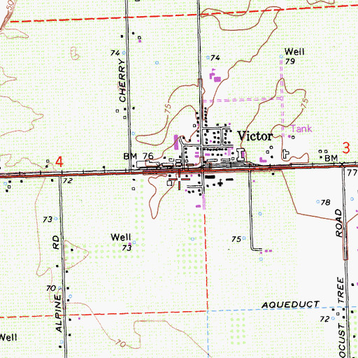 Topographic Map of Victor Post Office, CA