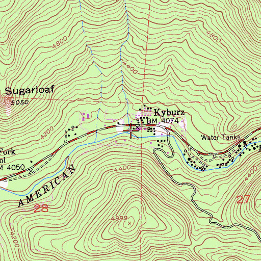 Topographic Map of Kyburz Post Office, CA
